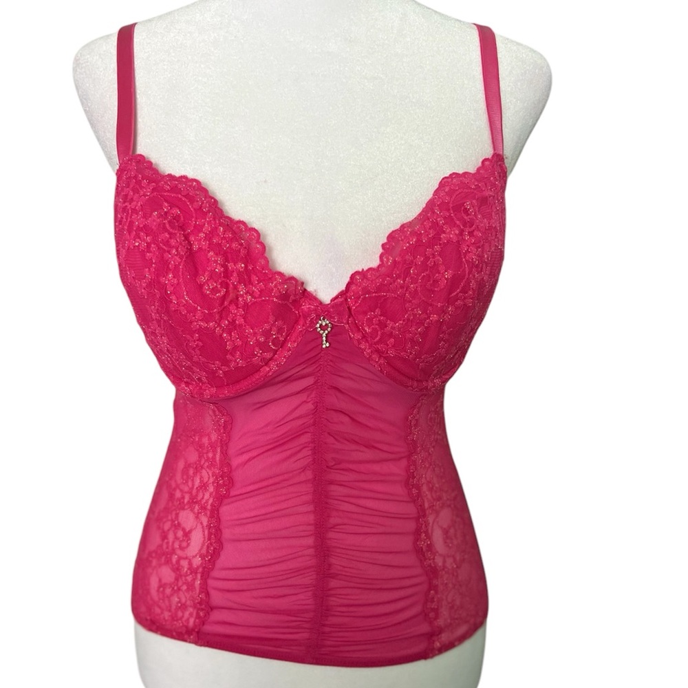 VICTORIA'S SECRET Sexy Little Things Pink Lace Glitter Corset size 36C